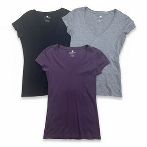 Banana Republic Timeless V-Neck Tee Bundle S Black Gray Purple
